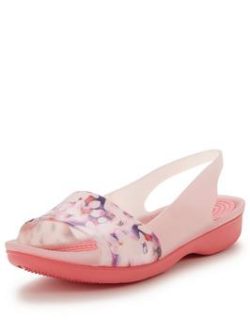 Crocs Color Block Floral Flat Slingback Shoe